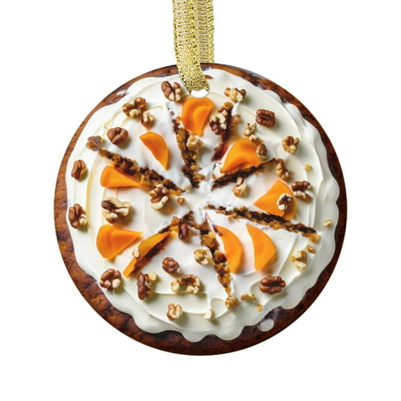 Carrot Cake with Cream Cheese Frosting Cute Food Themed Double Sided Ceramic Foodie Novelty Holiday Christmas Xmas Ornament Gift (Flat Printed Design, NOT 3D)