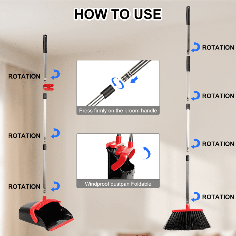 TAIMASI Broom and Dustpan Set, 52" Adjustable Handle photo 3