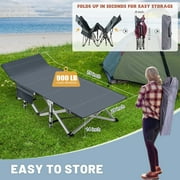 MOPHOTO XL Heavy Duty Folding Camping Cot, 75 Portable Folding Bed for Adults, Rollaway Bed Sleeping Cot with Pearl Mattress, Outdoor Camping Cot