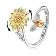 thumbnail image 4 of Anillo de girasol ajustable JM para mujer banda abierta, 4 of 5