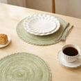 thumbnail image 6 of Round Woven Washable Placemats, Heat Resistant Non-Slip Table Mats for Dining Table Kitchen, 15in Braided Place Mats for Bowl Plate Cup Countertop Protector Home Decor, 15in/38cm, Green, 6 of 6