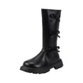 thumbnail image 2 of Willtoo Girls Bow Knee-High Boots With Zipper Fashionable Round Toe Soft Lug Sole Non-Slip Cute Mid-Calf Boots Casual Walking Shoes, 2 of 4