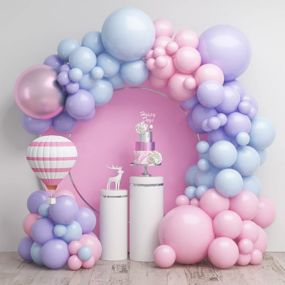 Pink Blue Balloon Arch Kit with Macaron Purple, Blue & Purple Party Balloons for Birthday, Wedding Birthday Anniversary Party Decor