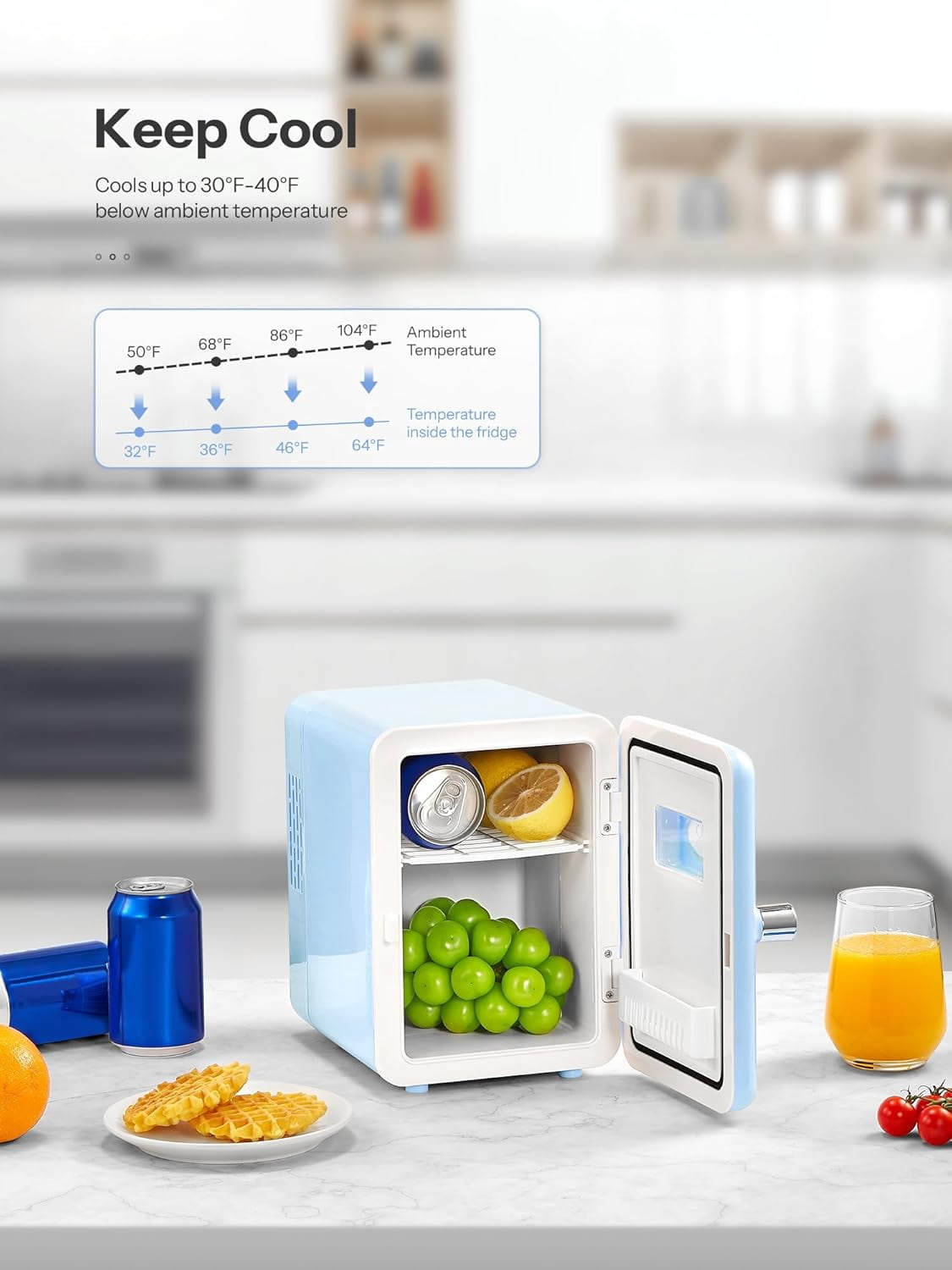 Fridge 4L Retro Portable Cooler for Car & Home,  Skincare Refrigerator with Adjustable Thermostat