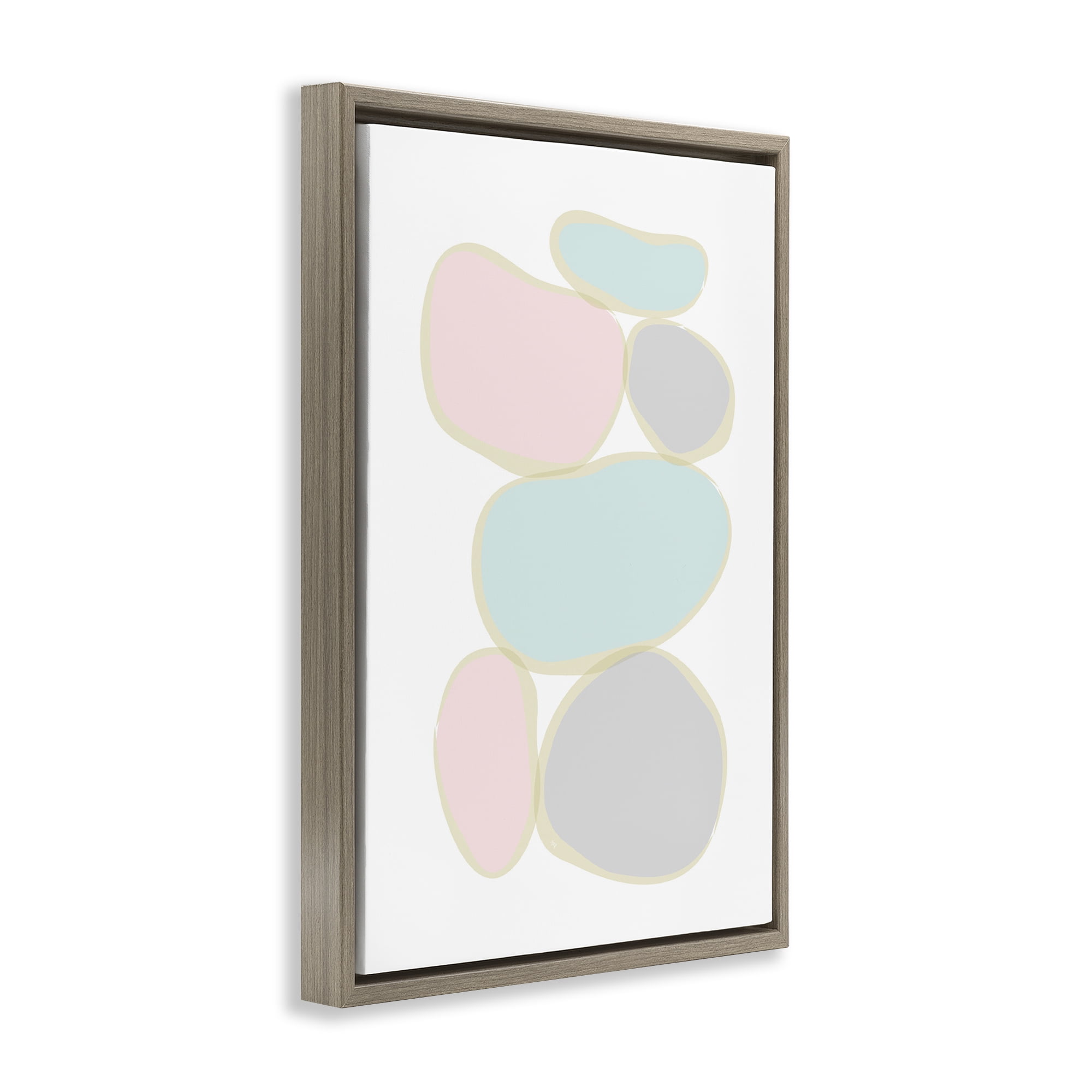 Stupell Industries Circular Pastel Shapes Abstract Painting Brown Floater Framed Canvas Art Print Wall Art, 17 x 25