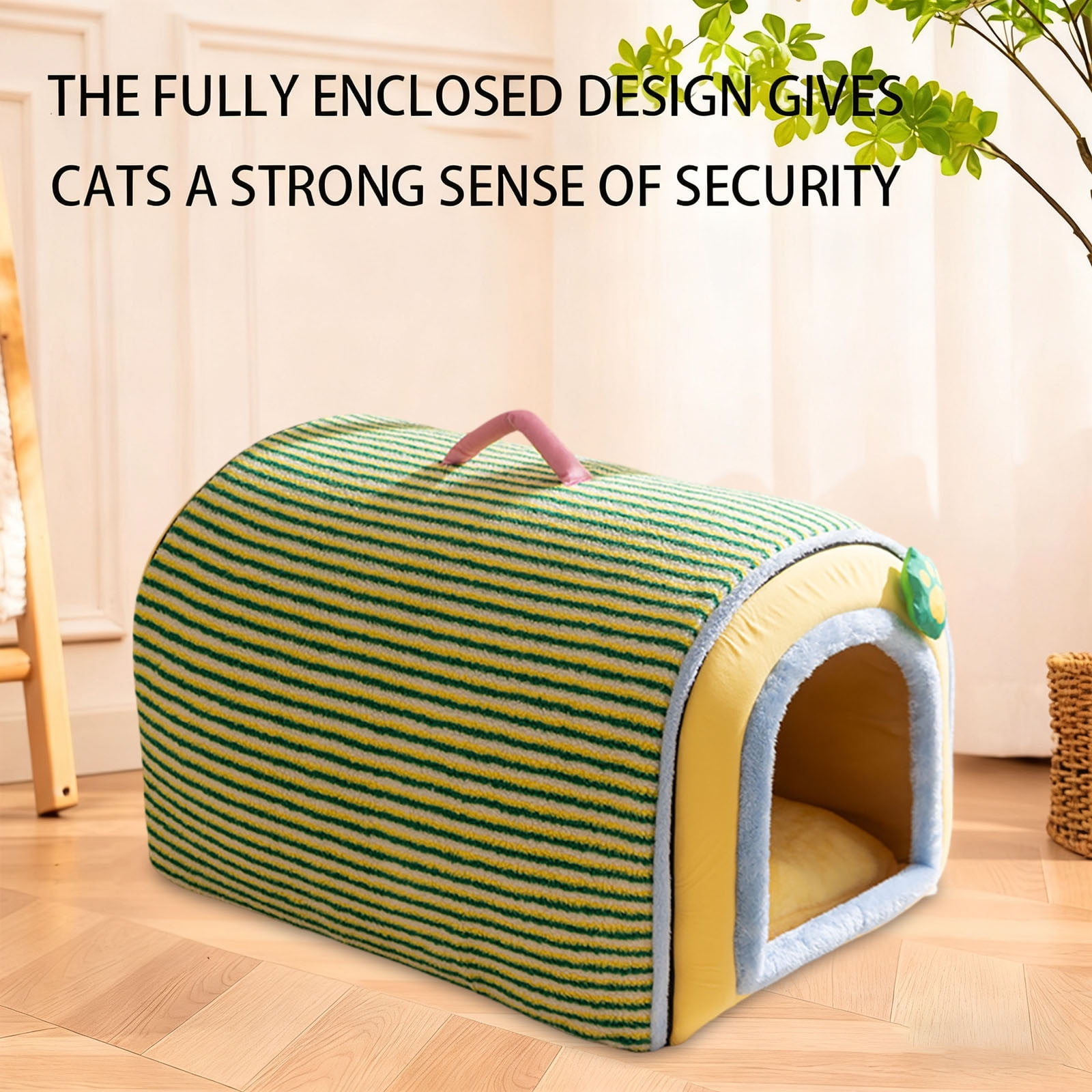 2-in-1 Portable Cat Sofa & House Bed, Foldable Pet Tent & Cave for Cats & Small Medium Dogs - Removable Washable Cover, Indoor Pet Furniture