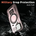 thumbnail image 4 of for iPhone 15 Armor Case with Stand, [Compatible with MagSafe] [Built-in Camera Cover Kickstand] Heavy Duty Rugged Strong Magnetic Hard Phone Case for iPhone 15, Rosegold, 4 of 6