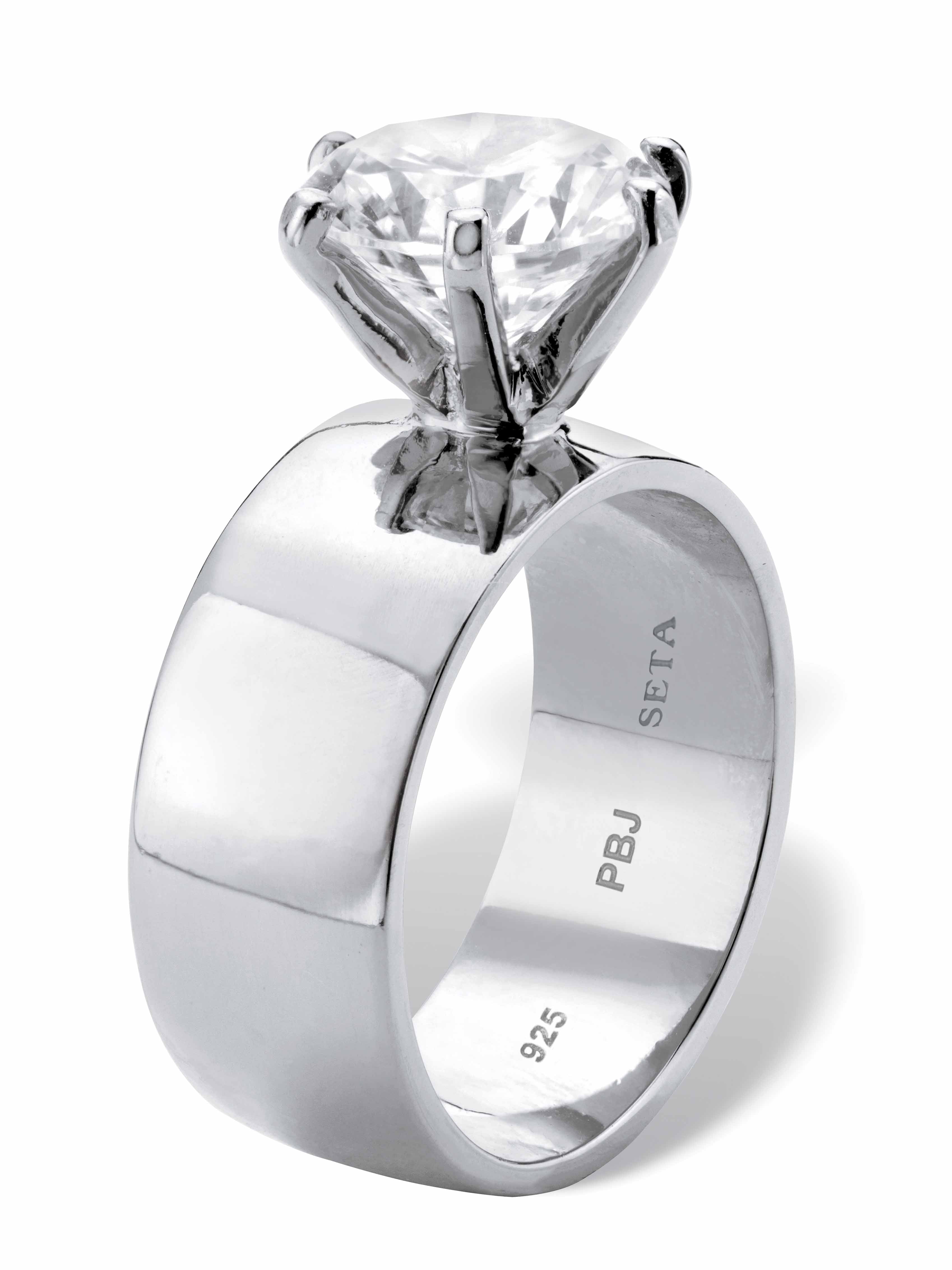 PalmBeach Jewelry 4 TCW Round White Cubic Zirconia .925 Sterling Silver or 14k Gold Plated Solitaire Engagement Ring