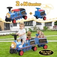 thumbnail image 3 of TOKTOO 12V Powered Ride on Train for Toddlers, Electric Ride on Car Toys w/ Rubber Wheels, Storage Box, LED Headlight, Music Player, Ideal Gift for Boys Girls, Blue, 3 of 9