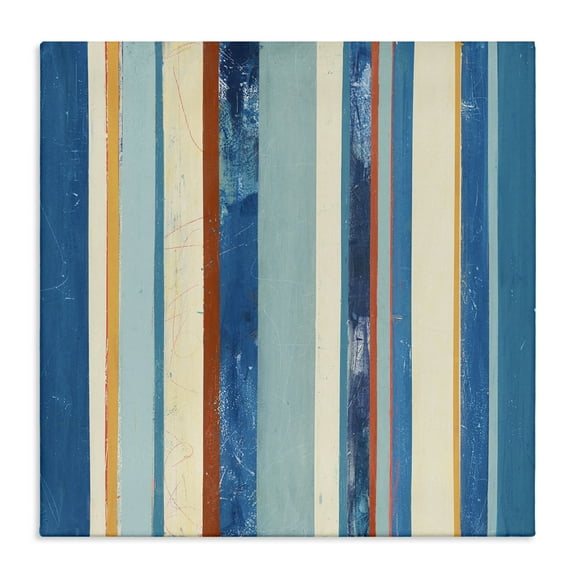 Stupell Industries Distressed Blue Stripes Abstract Painting Gallery Wrapped Canvas Art Print Wall Art, 17 x 17