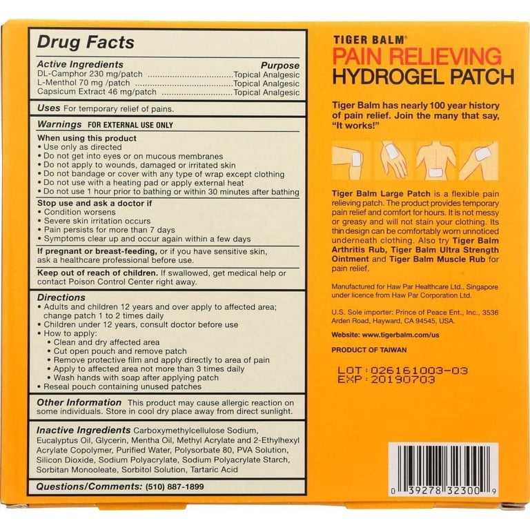 Tiger Balm Pain Relieving Patch, 5 Count photo 6