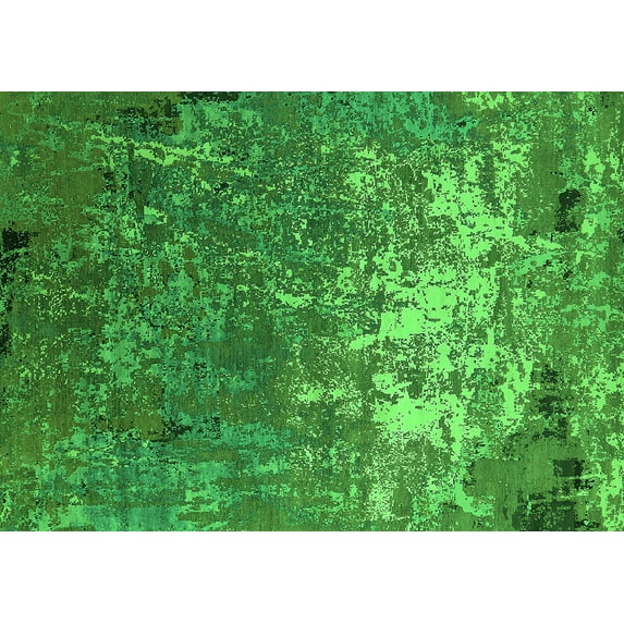 Ahgly Company Indoor Rectangle Oriental Green Industrial Area Rugs, 5' x 8'