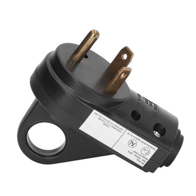 RV Male Plug Replacement, Heavy Duty US Plug 125V Flame Retardant ABS Housing RV Plug 30 Amp 3 Prong With Ergonomic Handle For Trailers
