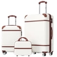 thumbnail image 1 of Merax Luggage Set 2 Piece Suitcase Set with Cosmetic Case Expandable Spinner Wheels Vintage Luggage Sets(White,20"+28"), 1 of 8