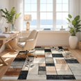 thumbnail image 3 of Design&I 3'x5' Washable Throw Rug Round Southwestern Abstract Geometric Grid Motif Tapete for Entryway, Kitchen, Ultra-Thin & Non-Slip Skid-Resistant Small, 3 of 7