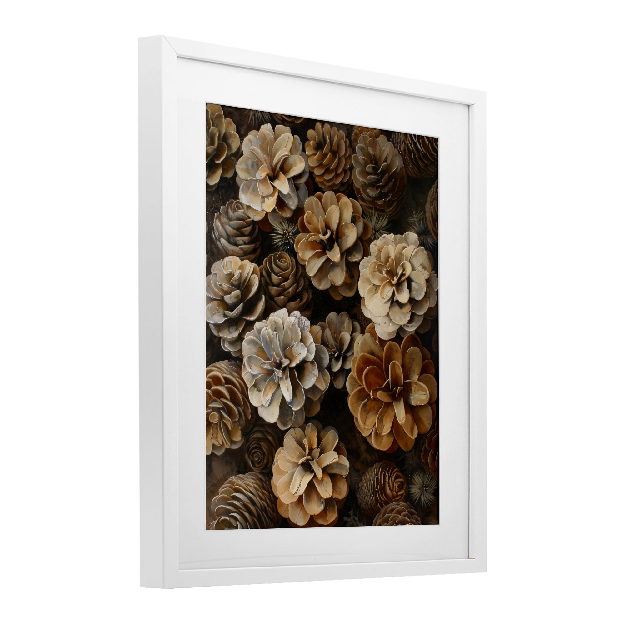 Stupell Industries Pinecone Arrangement Rustic Botanicals White Framed Print Under Glass, design by Creative Studio