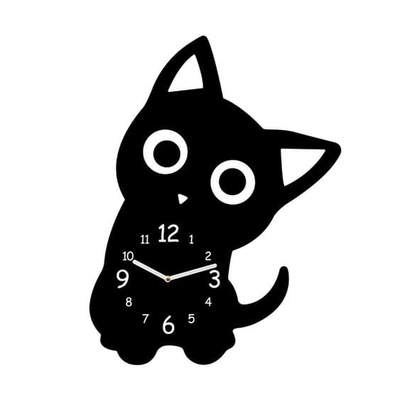 predolo Acrylic Cat Silent Desk Clock Kids Analog Clock Modern Decorative Room Clock for