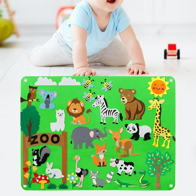 Tablero ocupado para niños pequeños, juguete educativo de aprendizaje temprano, actividades preescolares, tablero sensorial de fieltro para viajes, Animal CUTICAT juego de mesa ocupado