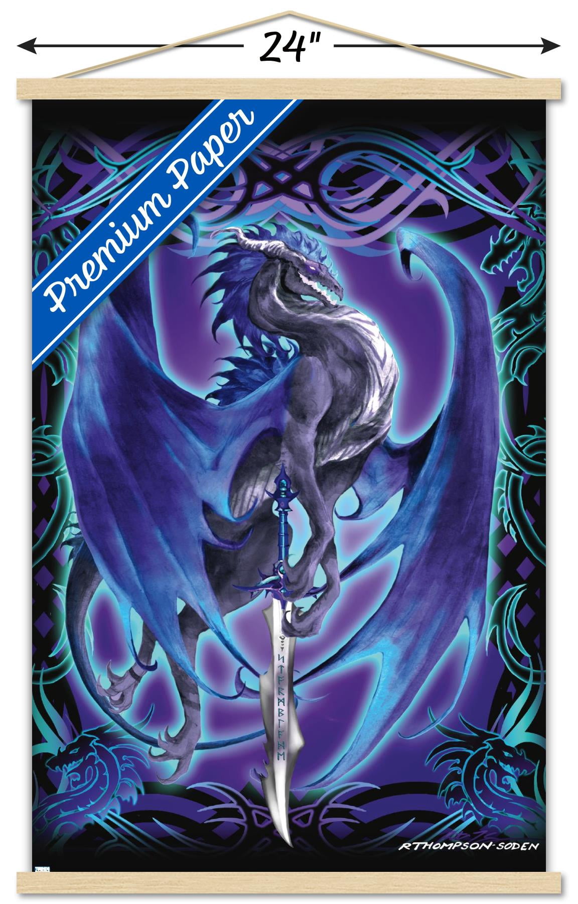 Ruth Thompson - Dragonblade Stormblade Wall Poster with Wooden Magnetic Frame, 22.375" x 34"