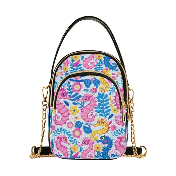 joogoo Women Seahorse and Leaves Chain Crossbody Bags Shoulder Handbag Phone Purse