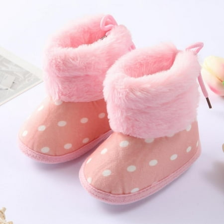 

Baby Boys Girls Fleece Fur Winter Warm Snow Boots Soft Sole Crib Shoes Booties for Newborn Infant Toddler 7-12 Months