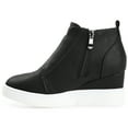 thumbnail image 3 of Journee Womens Clara Round Toe Inside Zip Wedge Sneakers, Widths Available, 3 of 10