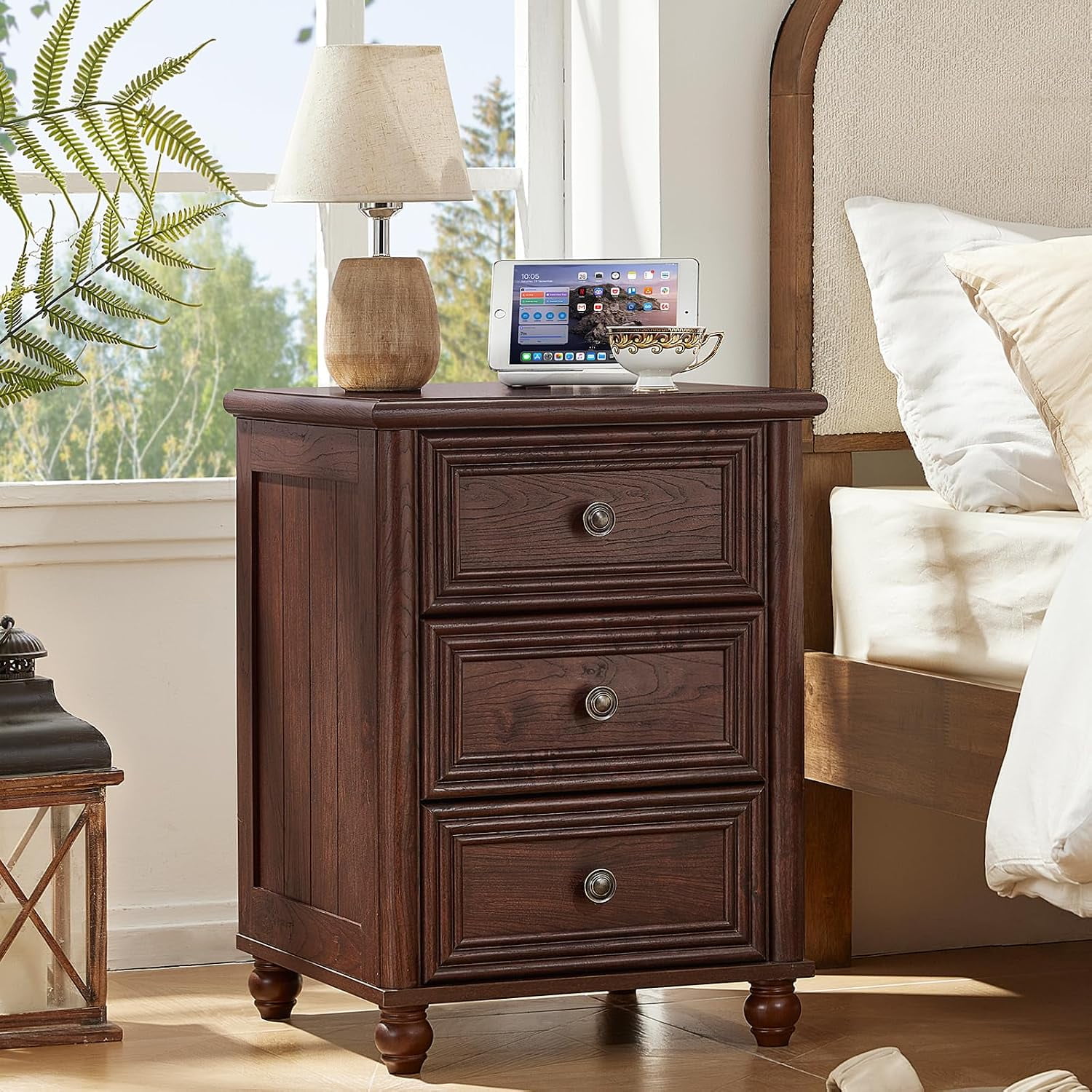 Night Stand with Drawers Farmhouse Modern Nightstand Bedside Table with Storage Cabinet for Bedroom Living Room