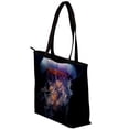 thumbnail image 3 of Jellyfish Canvas Leather Mix Crossbody Bag Twill Sponge Jeanette Handheld Shoulder Messenger Purse 30x10.5x39cm/11.8x4.1x15.4in, 3 of 5