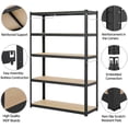 thumbnail image 4 of Bowoshen 5-Tier Heavy Duty Metal Shelving, 59" x 28" x 12" Racking Storage Unit, Black (386LB Capacity per Shelf), 1929LB Total Capacity Garage Shed Storage Shelves Units, 4 of 9