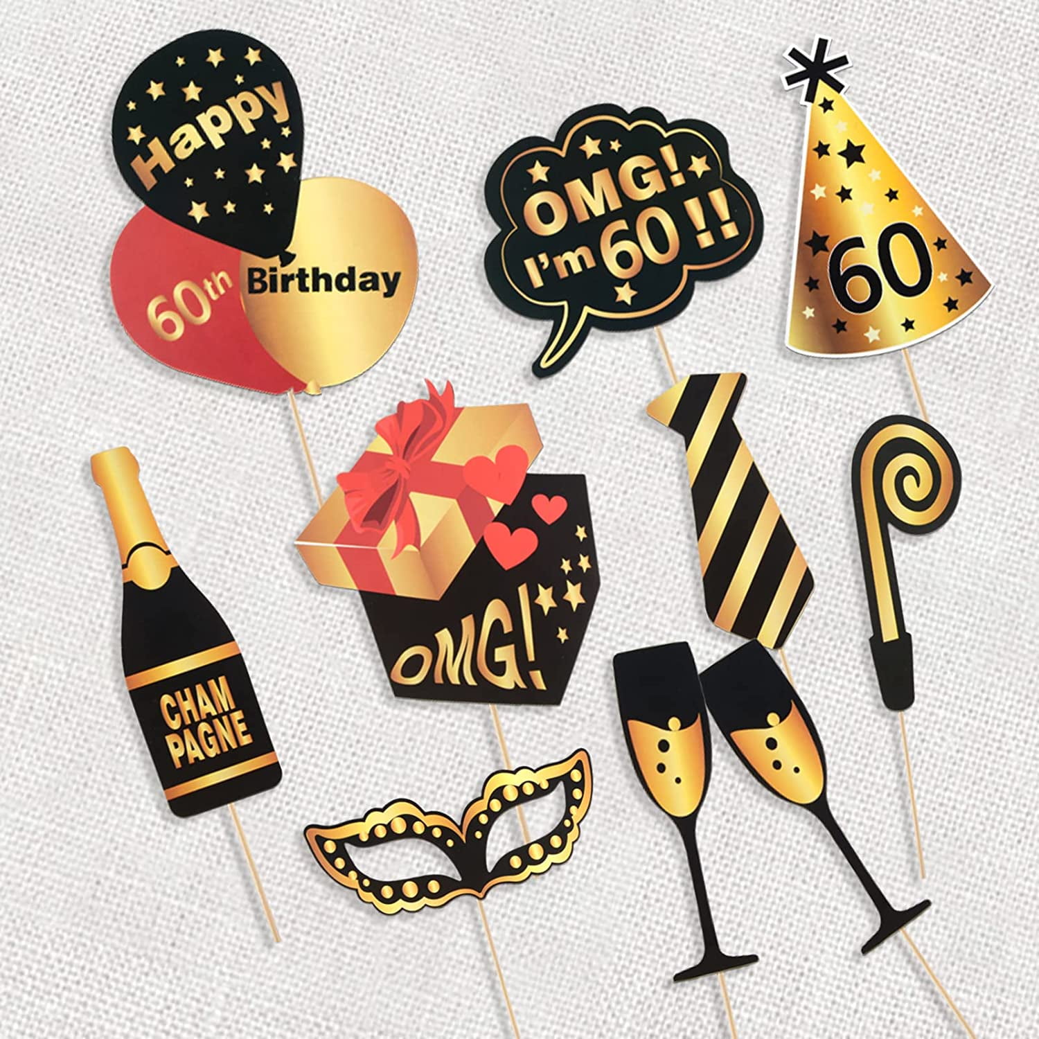60th Birthday Party Photo Booth Props, 24-Piece Black & Gold Selfie Party Decorations and Favors For Him - Walmart.com 60th-birthday-party-photo-booth-props-24-piece-black-gold-selfie-party-decorations-and-favors-for-him-walmart-com