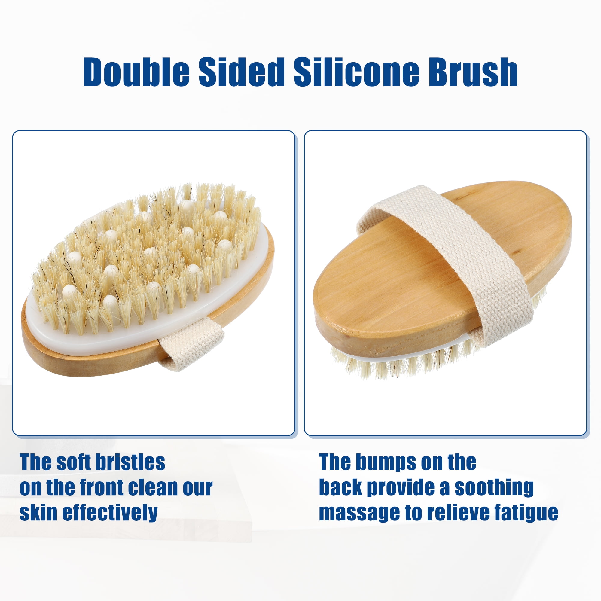 Unique Bargains 1 Pcs Wood Bath Brush Back Scrubber for Shower for Wet or Dry Brushing 4.9 Inches Brown