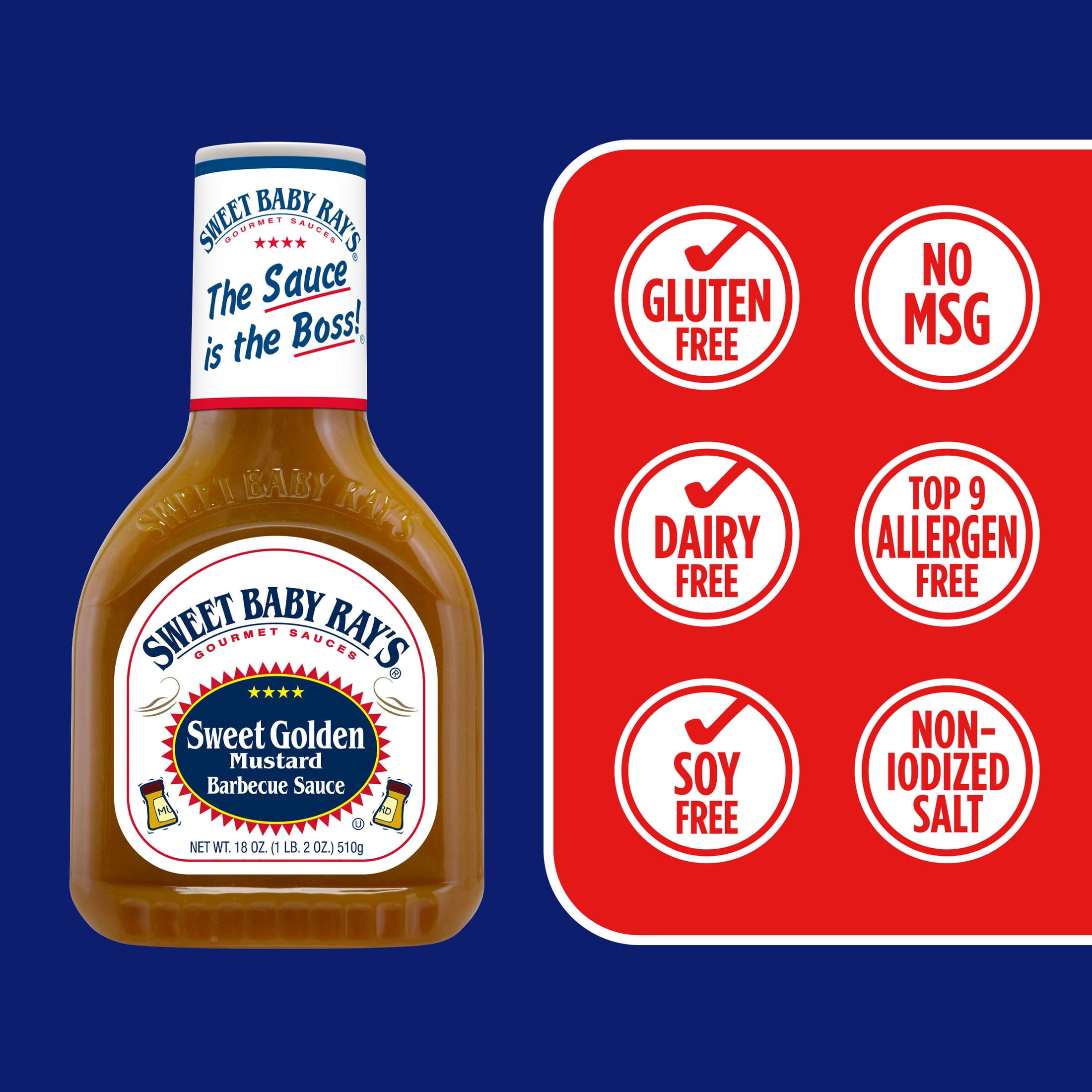 (12 pack) Sweet Baby Ray's® Sweet Golden Mustard Barbecue Sauce 18 oz