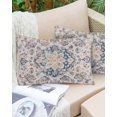 thumbnail image 6 of Pack of 2 Outdoor Pillow Covers, Vintage Floral Retro Ethnic Style Blue Floral Pattern Waterproof Square Throw Pillowcase Cushion Decorative Pillow Covers for Couch Patio Tent, 20x12 in, 6 of 6