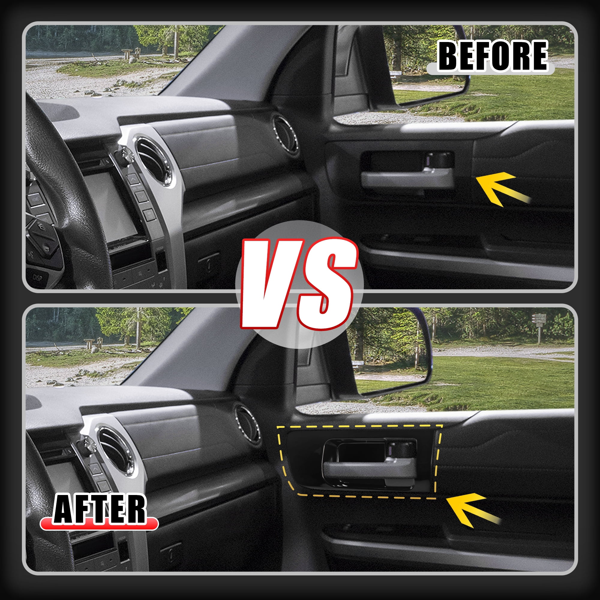Unique Bargains 1 Pair Black Front Side Door Handles Bowl Interior Decoration Cover Trim