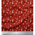 thumbnail image 1 of Soimoi Red Cotton Voile Fabric Feather & Dream Catcher Home Decor Print Sewing Fabric Yard 42 Inch Wide, 1 of 3
