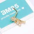 thumbnail image 4 of Golden Sparkle Flower Dangle Gem Drop L-Shaped Nose Ring, 4 of 4
