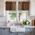 thumbnail image 2 of Brown Beige Striped Farmhouse Short Window Curtain Valances, Modern Farmhouse Retro Lines Rod Pocket Kitchen Valances for Living Room Bedroom Bathroom Cafe 42" x 18", 2 of 8
