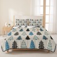 thumbnail image 3 of Quilts Full Size Bedding Set, Christmas Lightweight Quilted Comforter, Xmas Trees Snowflakes Plaid Polka Dots Beige Soft Reversible Bedspread Coverlet with Pillow Covers for All Season, 78" x 90", 3 of 9