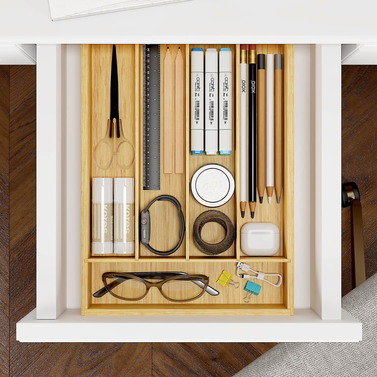 GARITIN Bamboo Silverware Organizer with 5 Compartments photo 4