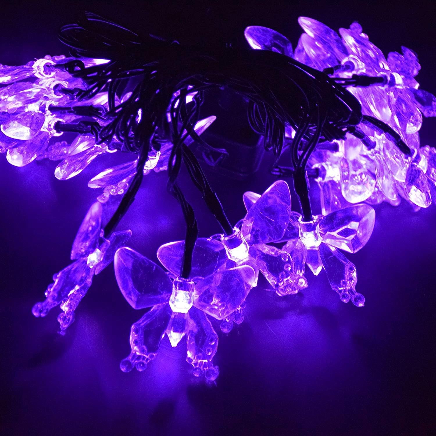 Butterfly String Lights, 7M 50LED Solar Butterfly String Lights Outdoor Garden Solar String Lights Waterproof