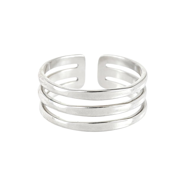 Thumb Ring Geometric Lines Shape Adjustable Opening Design Finger Ring Stainless Steel Finger Band Versatile Jewelry Gift