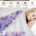 thumbnail image 3 of Creowell  Lavender Throw Blanket, Little Posy of Medicinal Herb Fresh Plant of Purple Flower Spa Aromatheraphy Organic, Flannel Accent Piece Soft Couch Cover for Adults, Lavender White, 3 of 6