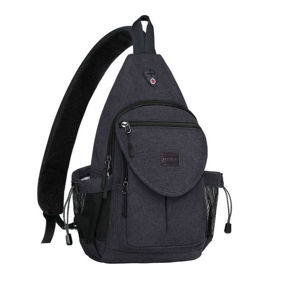 Sling Backpack Canvas Crossbody Hiking Daypack Bag with Anti-theft Pocket