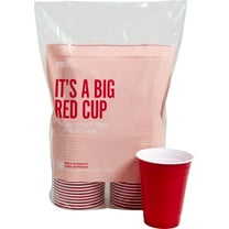 Perk PRK24375272 16 oz Plastic Cold Cups, Red - Pack of 50