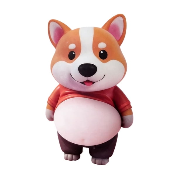 Pisexur Batería de cocina Un lindo juguete para aliviar el estrés en forma de Shiba Inu con una barriga apretable que también funciona como calcomanía para colisiones para la cocina del hogar