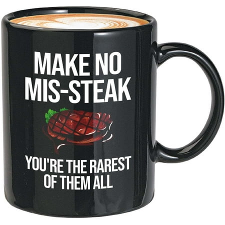 

Birthday Coffee Mug - Make No Mis-Steak - B Day Cake Party Sarcasm Funny Meat Foodies Lovers Dining Dinner -Make No Mis-Steak 11 Oz