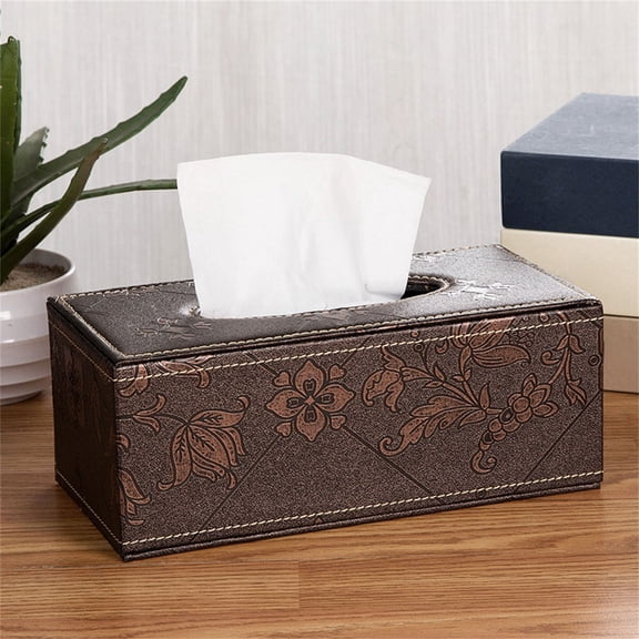 Guczhu Leather Tissue Box Minimalist, Home and Car Mounted Suction Paper Box Holder, A, 9.4 x 4.7 in