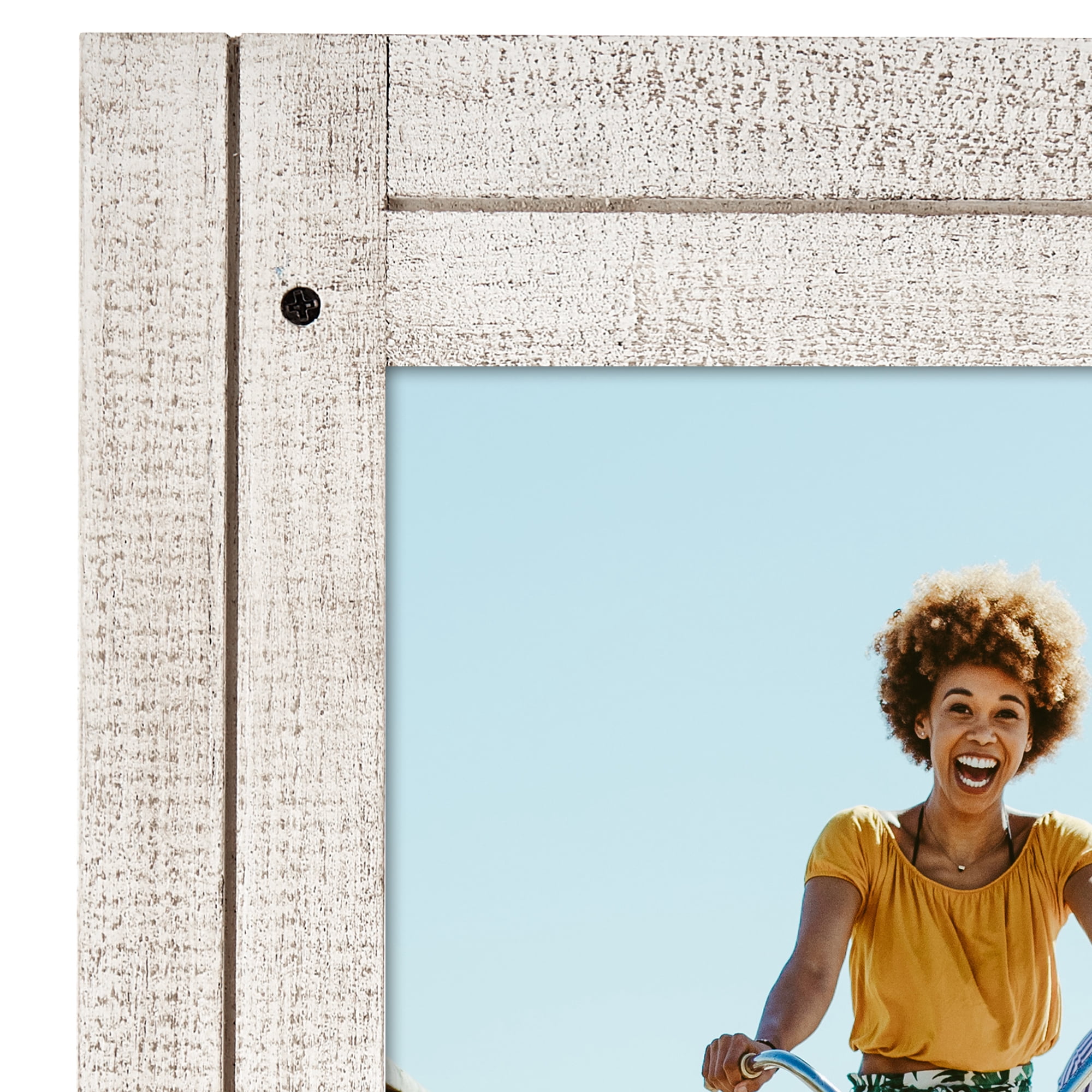 Americanflat 12x18 Poster Frame with Polished Plexiglass Hampton Collection Distressed Frames - Aspen White