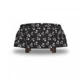 thumbnail image 4 of Floral Ottoman Cover, Flowers Pattern, 2 Piece Slipcover Set with Ruffle Skirt for Square Round Cube Footstool Decorative Home Accent, Standard Size, Dark Taupe Grey Fuchsia, by Ambesonne, 4 of 5
