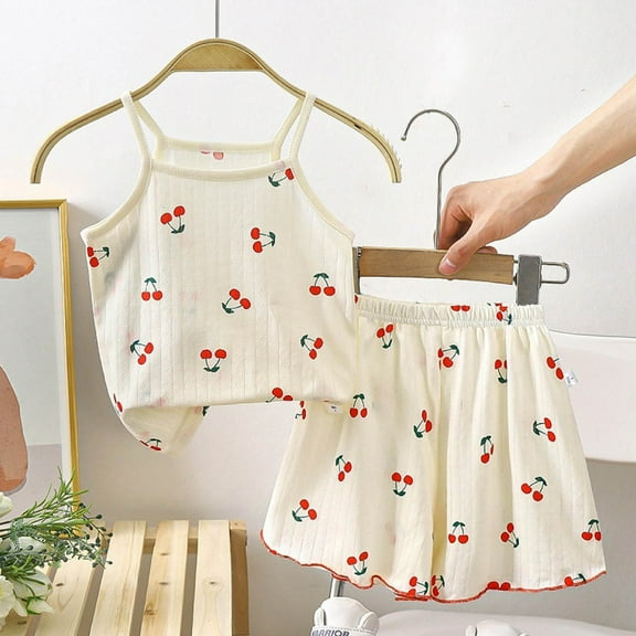 ATOGUTA Size 1-13 Years Girls 2 Piece Outfit Sleeveless Tank Tops and Shorts Set Summer Outfits Khaki